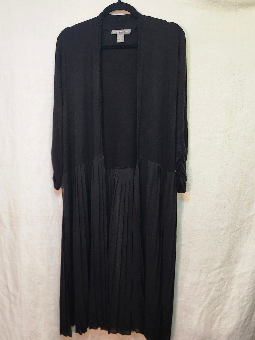 Kate & Mallory Sz Small Longline Open Front Black Cardigan
